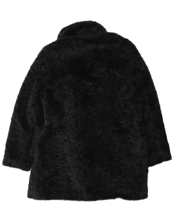 Sasha Womens Double Breasted Faux Fur Overcoat UK 14 Large Black Acrylic