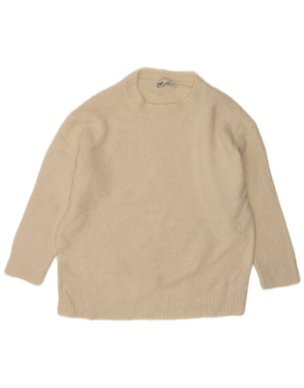 Zara Dame Oversized Boat Neck Jumper Sweater UK 10 Small Off White