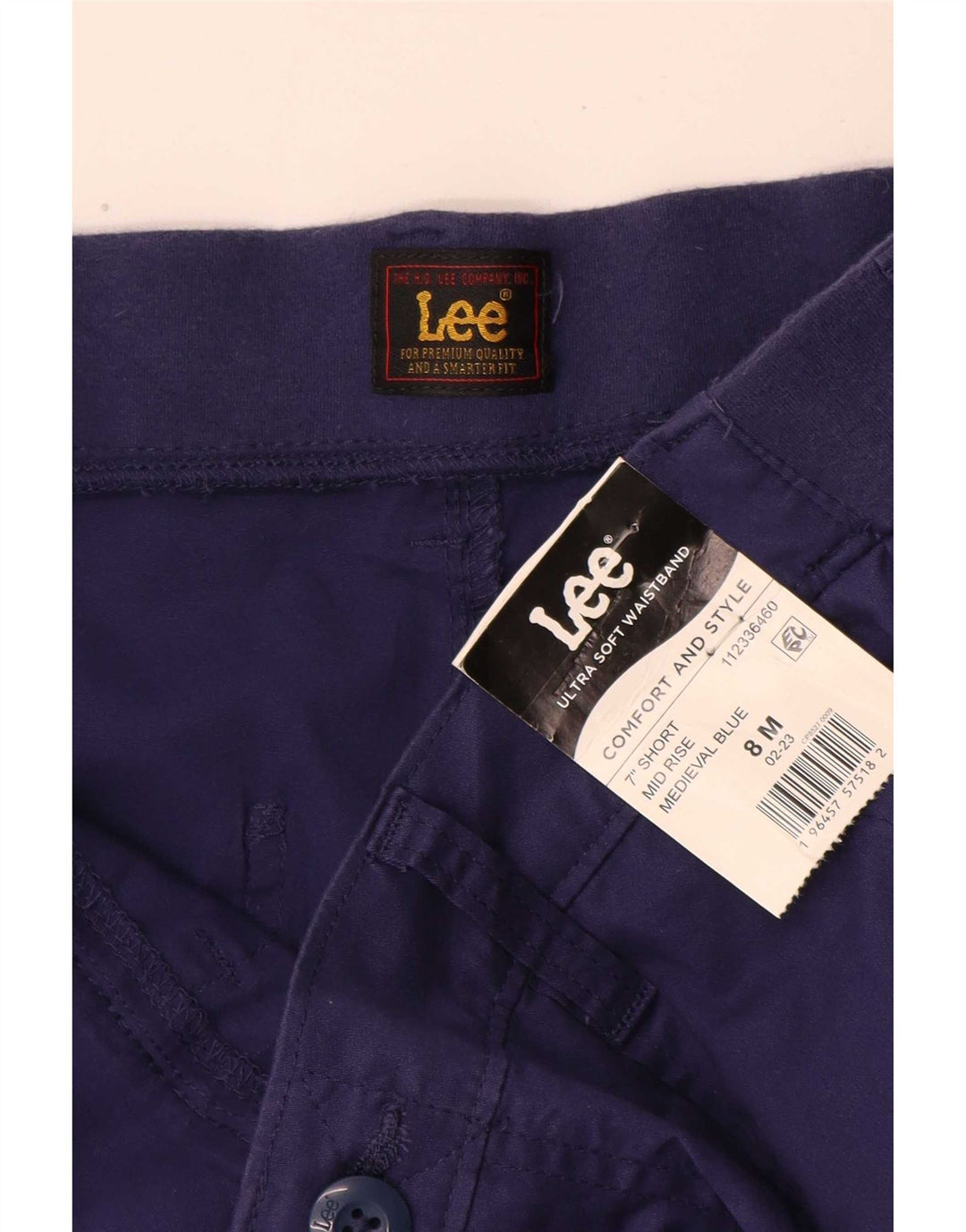 Lee Womens Mid Rise Chino Shorts US 8 Medium W30 Navy Blue Cotton
