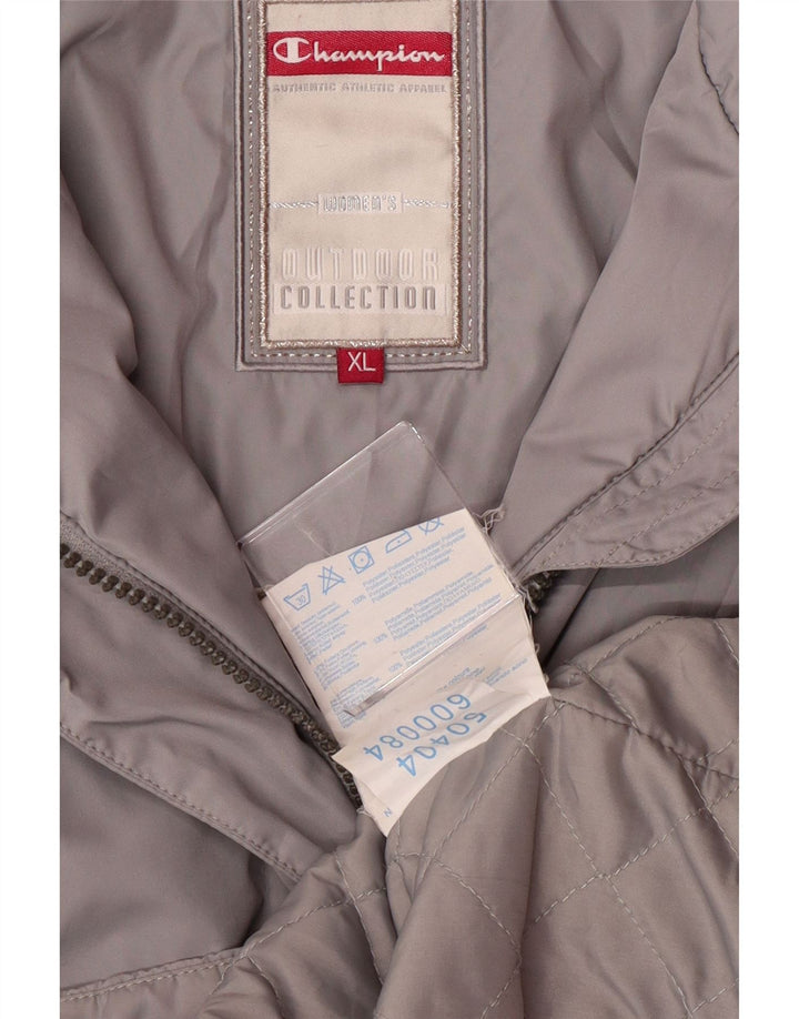 Champion Womens Hooded Windbreaker Jacket UK 18 XL Grey Polyester