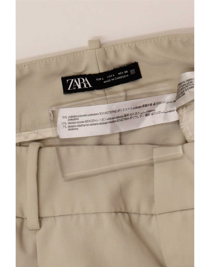 Zara Damen-Anzughose, schmal zulaufend, Größe L, W30, L26, Beige, Polyester