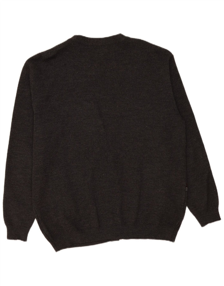 Vintage herre cardigan sweater XL grå stribet uld