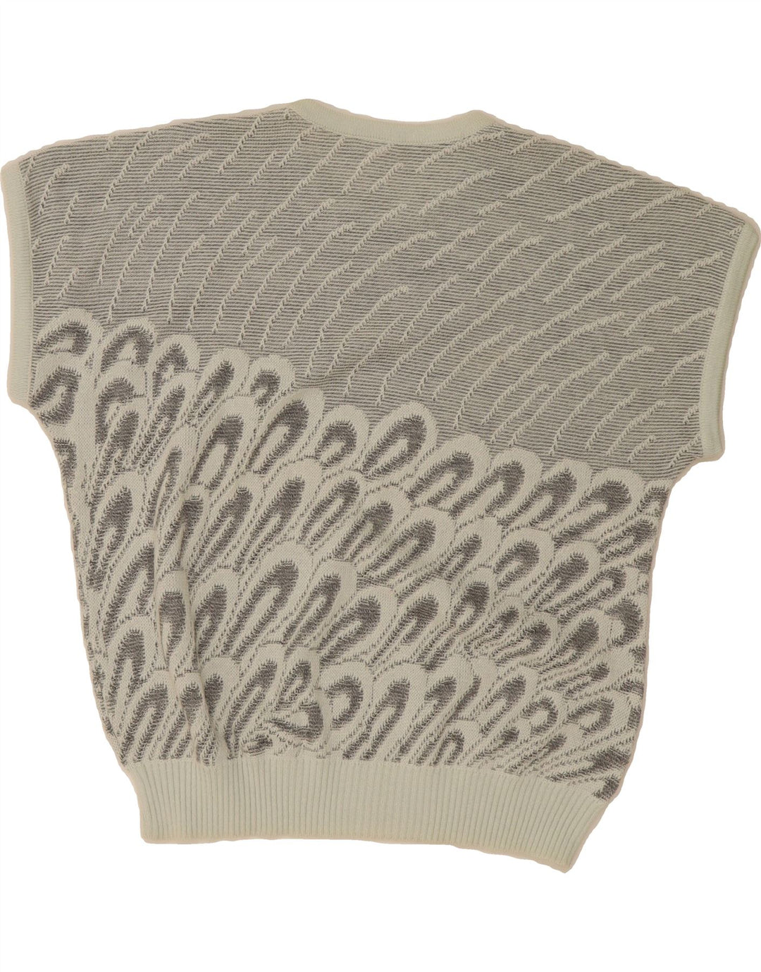 VINTAGE Womens Abstract Pattern Crew Neck Jumper Sweater EU 44 XL Grey Vintage Vintage and Second-Hand Vintage from Messina Hembry 