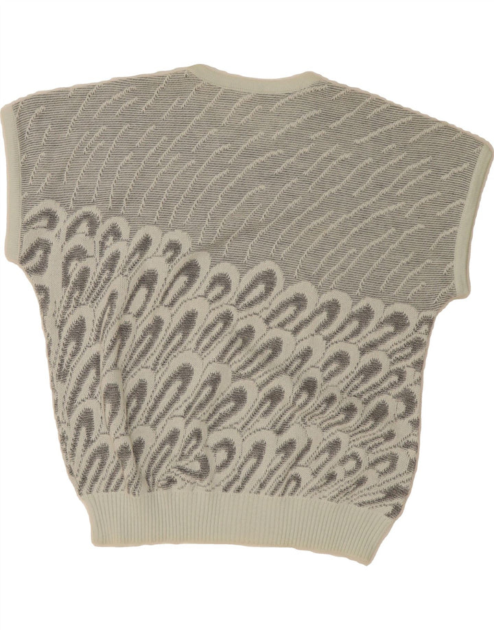 VINTAGE Womens Abstract Pattern Crew Neck Jumper Sweater EU 44 XL Grey Vintage Vintage and Second-Hand Vintage from Messina Hembry 