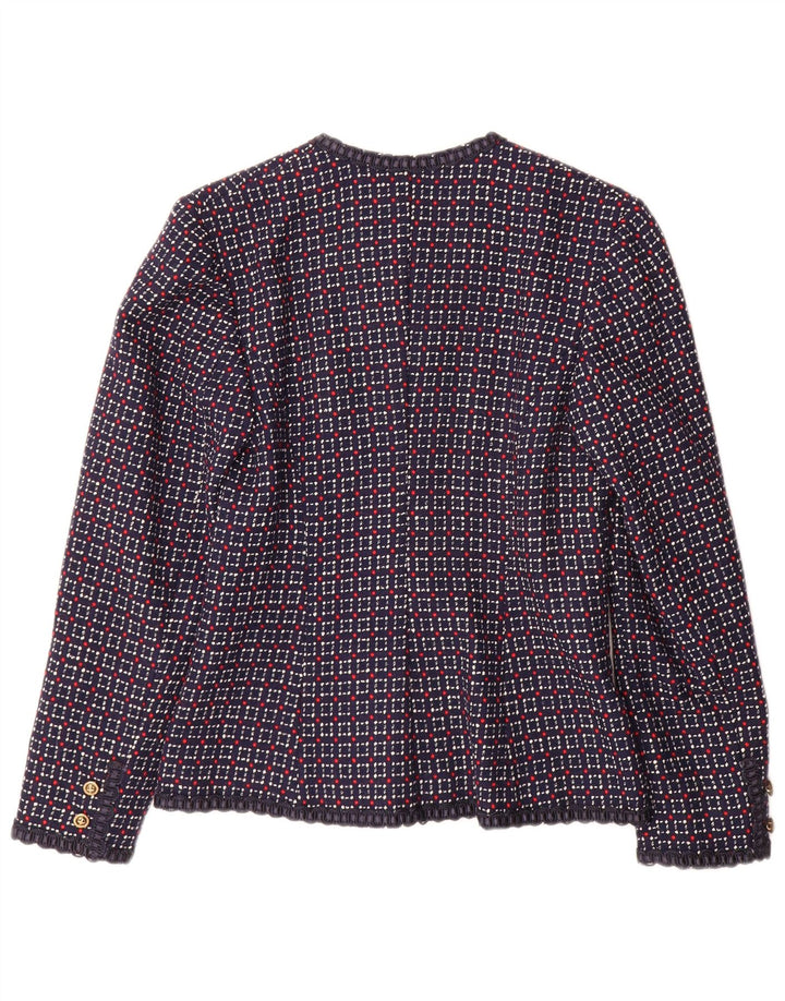 Vintage Womens 5 Button Blazer Jacket UK 10 Small Navy Blue Check