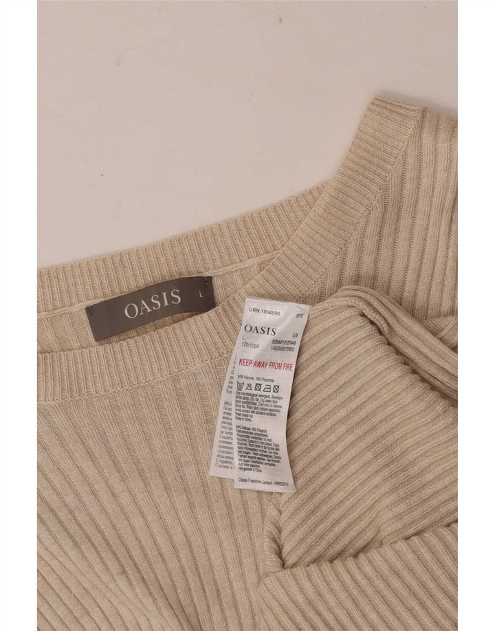 Γυναικείο τοπ Oasis μακρυμάνικο UK 14 Μεγάλη μπεζ βισκόζη
