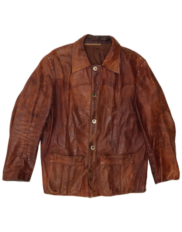 Vintage Mens Leather Jacket UK 38 Medium Brown