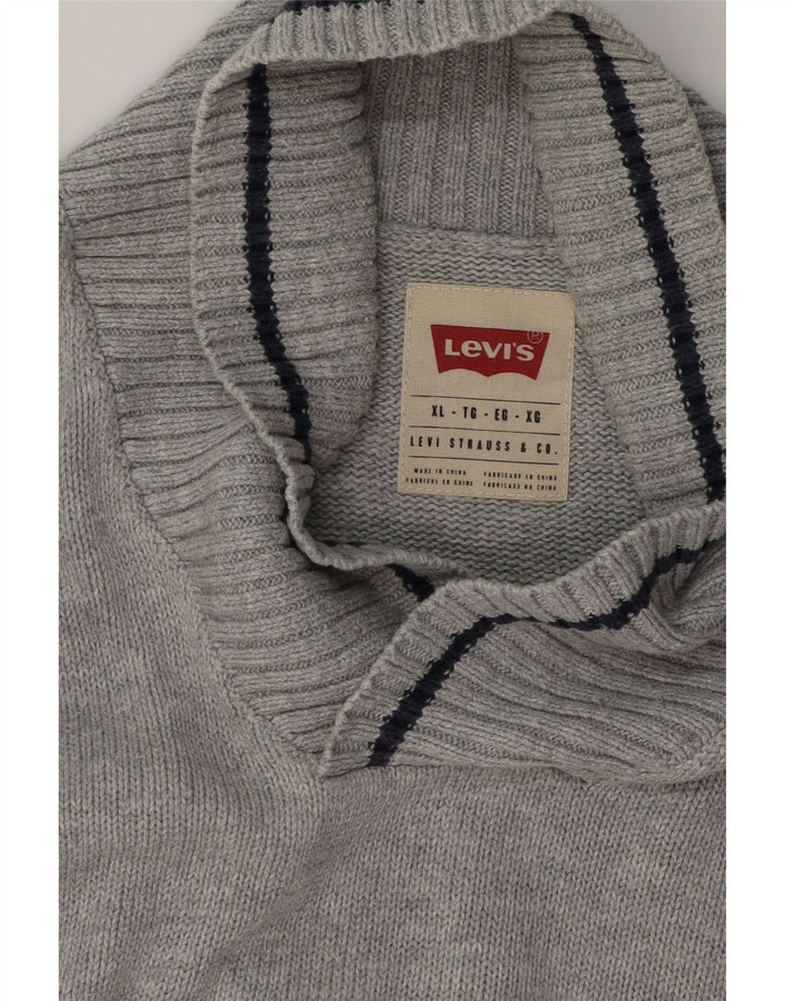 LEVI'S Mens Shawl Neck Jumper Sweater XL Grey