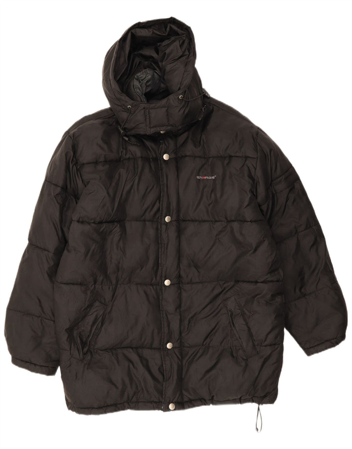 Energie Mens Graphic Hooded Padded Jacket UK 38 Medium Black Nylon