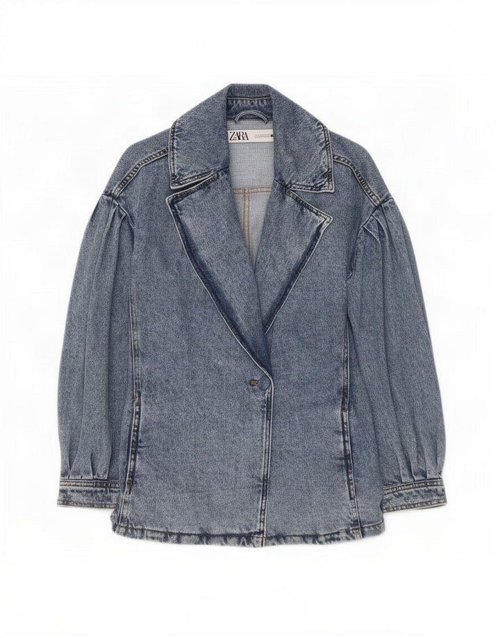 Zara Womens Denim Jacket UK 10 Small Blue Cotton
