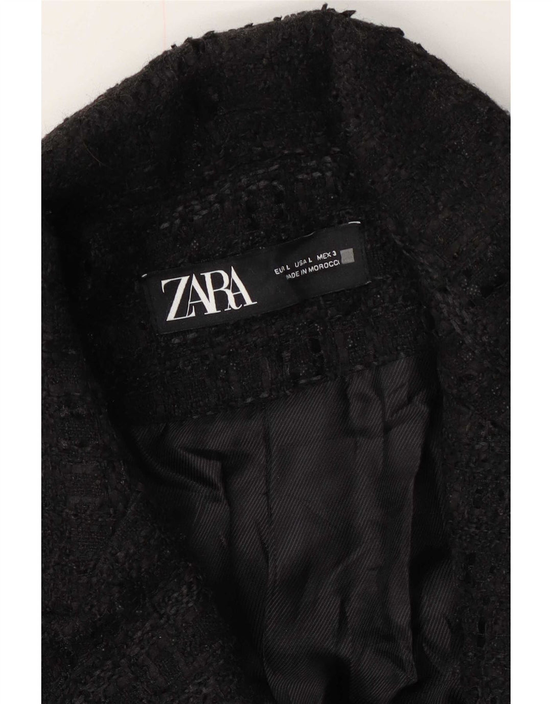Zara Womens Overcoat UK 16 Large Black Flecked