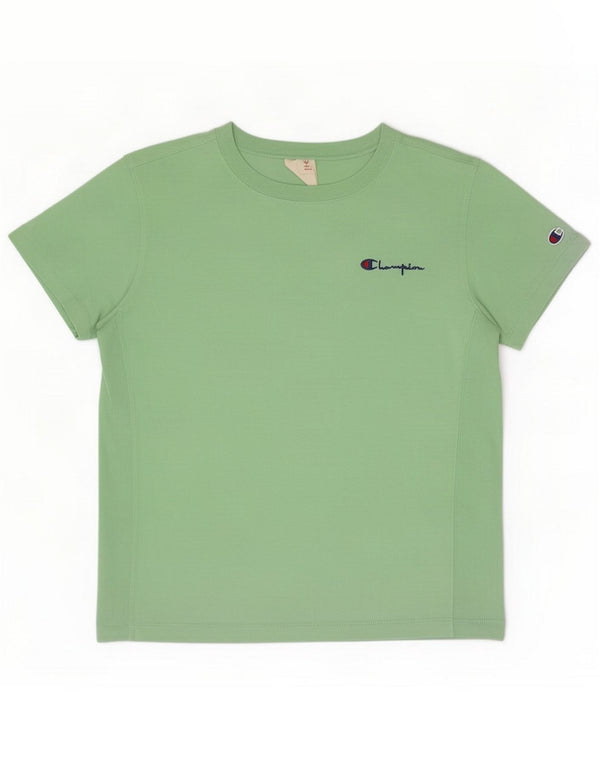 Champion Γυναικείο T-Shirt Top UK 14 Medium Green Cotton