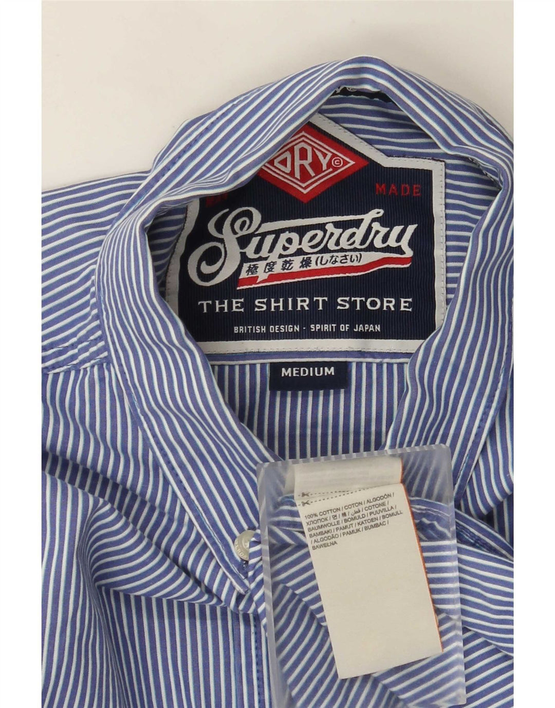 Superdry Mens Shirt Medium Blue Pinstripe Cotton