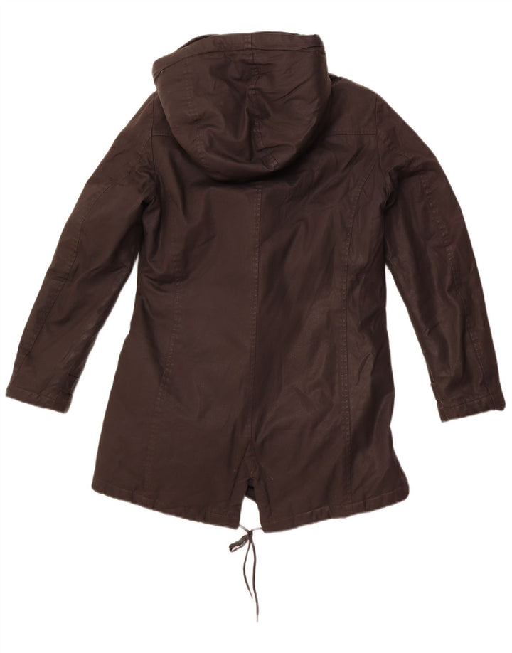 WOOLRICH Womens Hooded Parka Jacket UK 14 Medium Brown Polyester