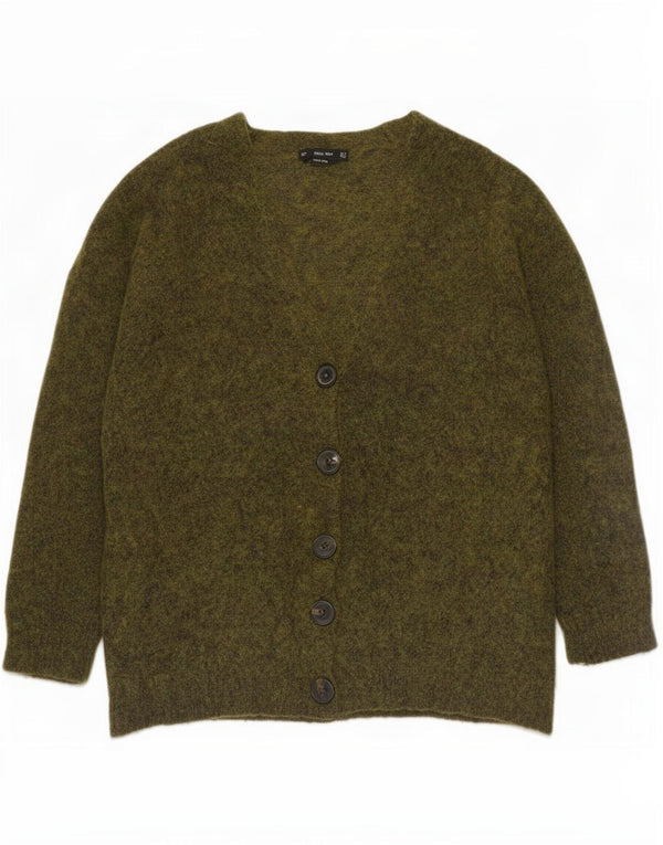 Zara Cardigan Femme Pull UK 14 Moyen Kaki Moucheté