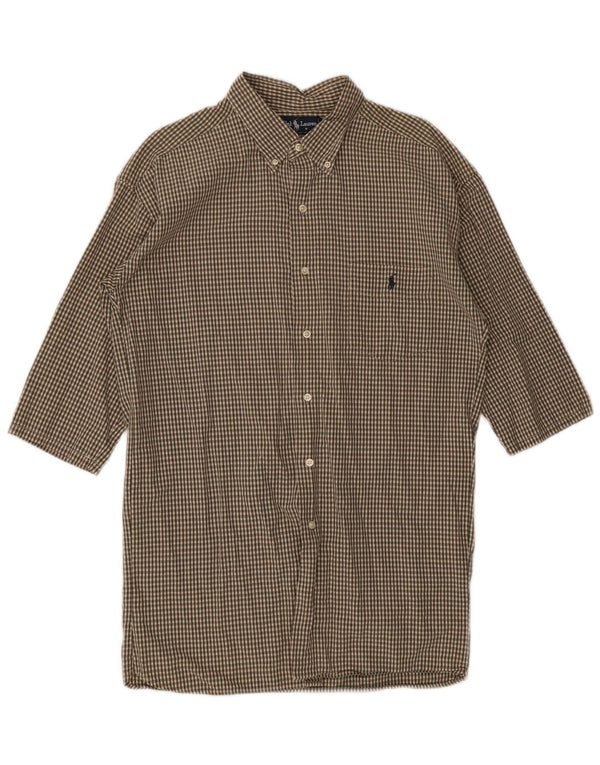 Ralph Lauren Camicia da uomo MCMEEL a mezza manica XL verde cotone a quadretti