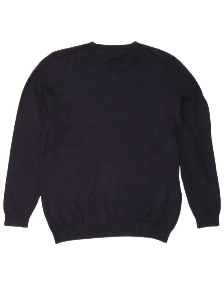 Zara Herren-Pullover mit V-Ausschnitt, Größe L, Marineblau