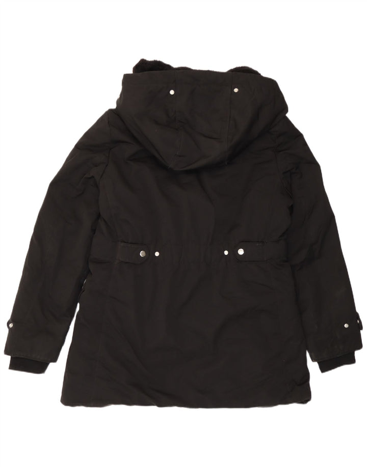 Giacca Parka con cappuccio da donna Zara UK 18 XL poliestere nero