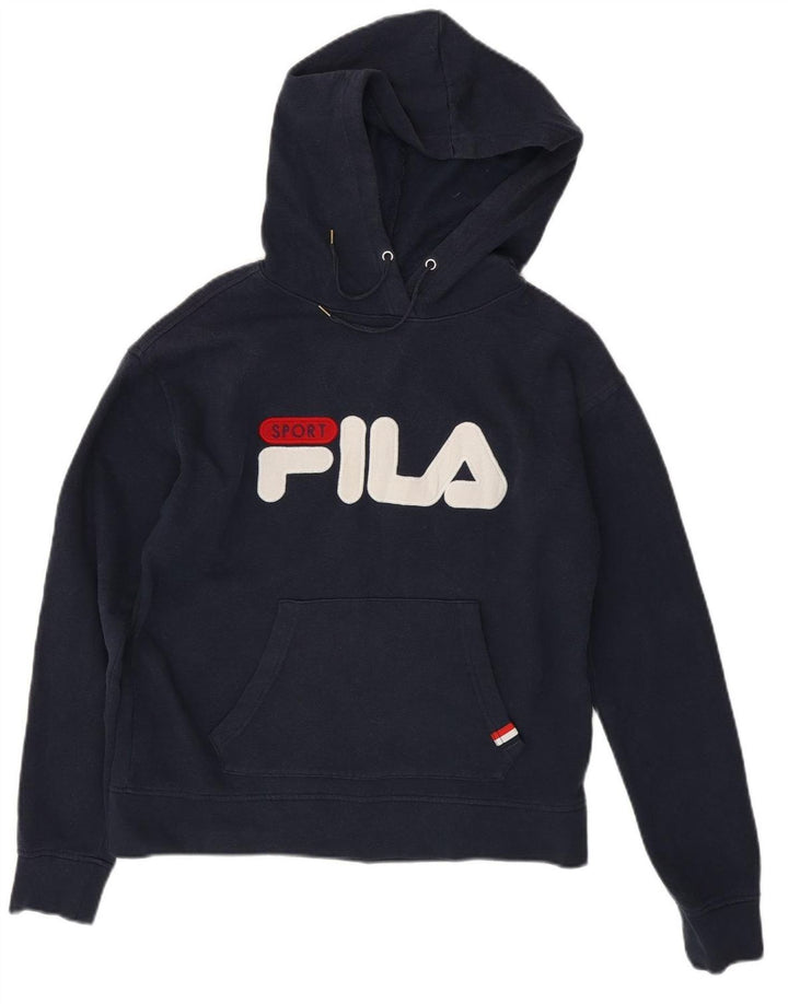 FILA Mens Graphic Hoodie Jumper Medium Navy Blue Cotton