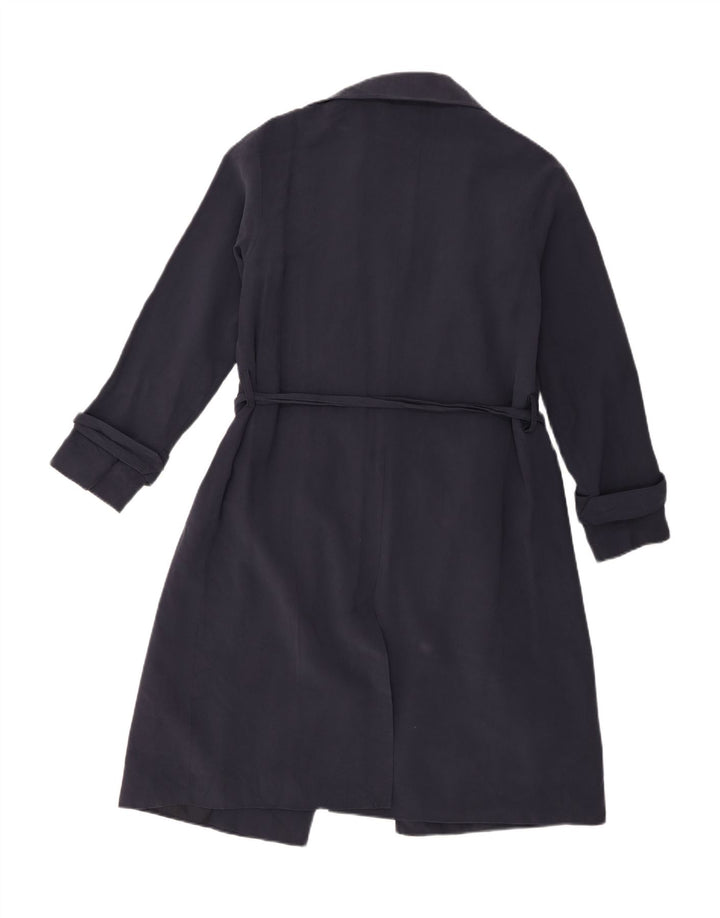 Oasis Womens Trench Coat UK 6 XS Navy Blue Viscose