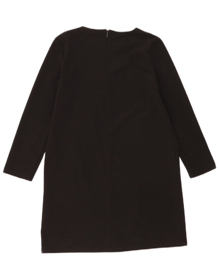 Vintage Womens Long Sleeve Shift Dress UK 14 Medium Black