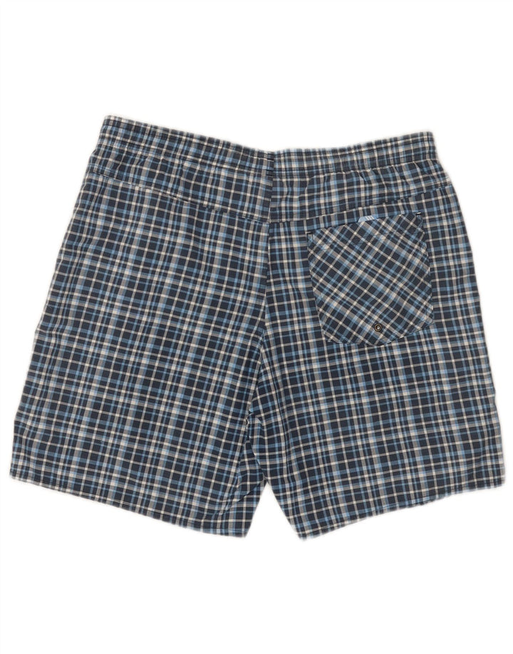 Pantaloncini da bagno da uomo Adidas piccoli in poliestere a quadretti blu