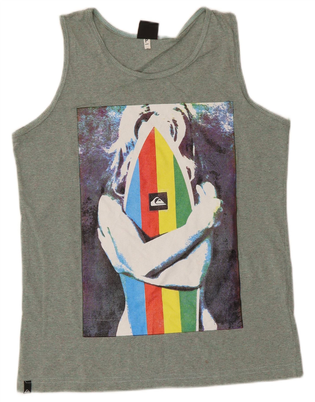 Quiksilver Mens Graphic Vest Top Small Green Cotton