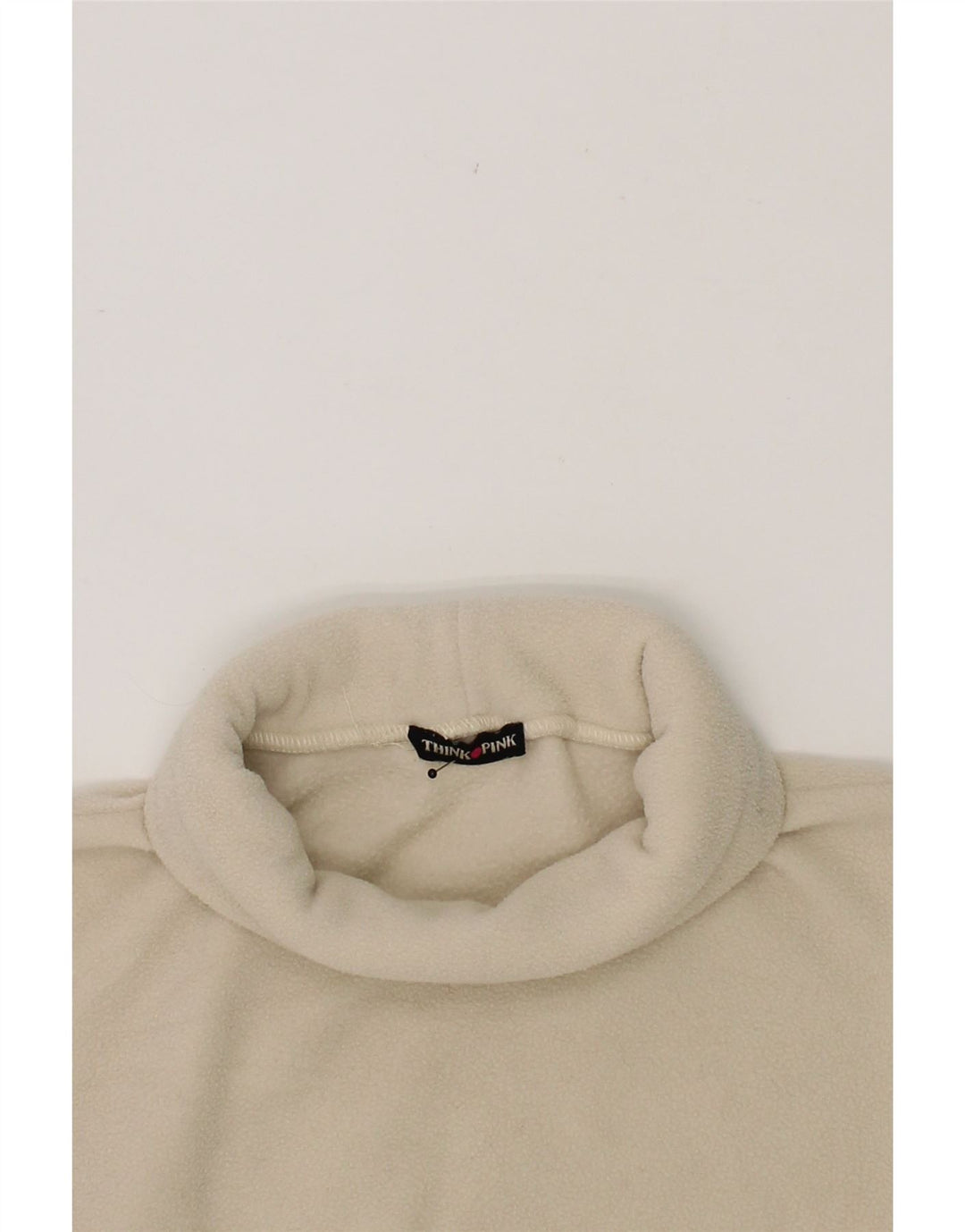 THINK PINK Girls Roll Neck Fleece Jumper 5-6 Years Beige Polyester Vintage Think Pink and Second-Hand Think Pink from Messina Hembry 