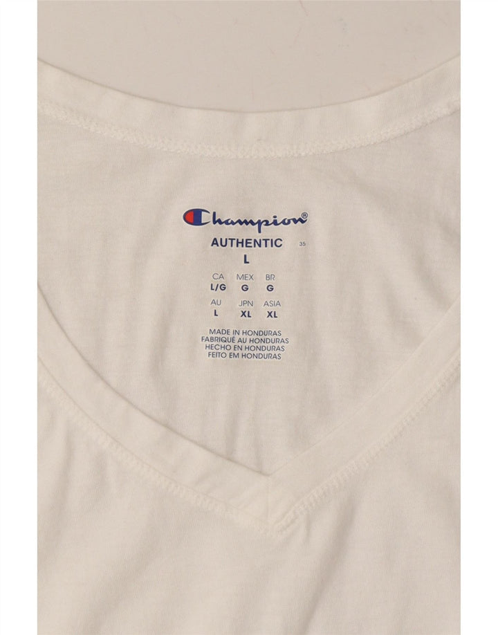 CHAMPION Womens Vest Top UK 16 Large White Cotton Vintage Champion and Second-Hand Champion from Messina Hembry 