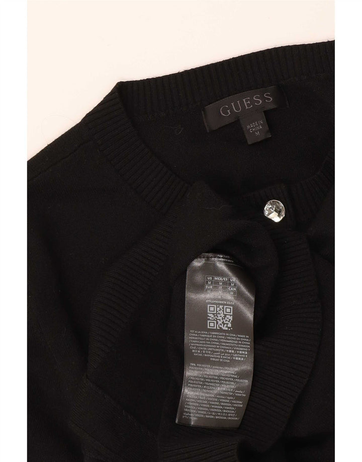 Guess Womens Crop Cardigan Sweater UK 12 Medium Black Polyester