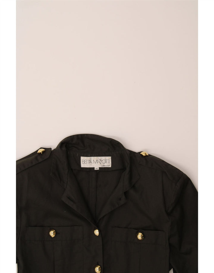 VINTAGE Womens Military Short Sleeve Blazer Jacket IT 42 Medium Khaki Vintage Vintage and Second-Hand Vintage from Messina Hembry 