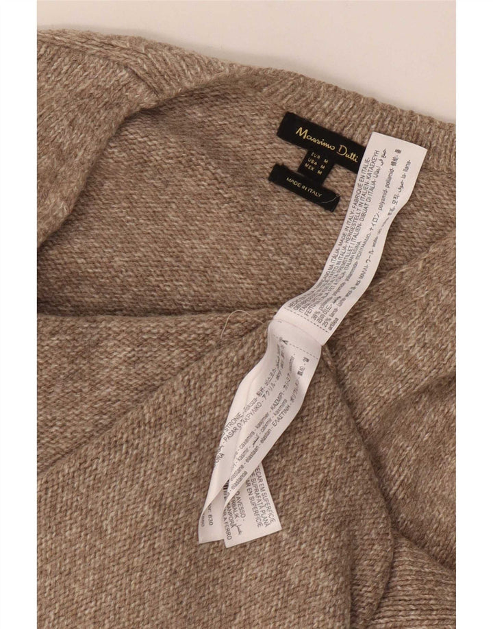 Massimo Dutti Herren-Pullover mit V-Ausschnitt, mittelbeigefarbenes Polyamid
