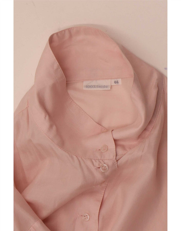 Vintage Womens Oversized Shirt Blouse IT 44 Medium Pink Silk