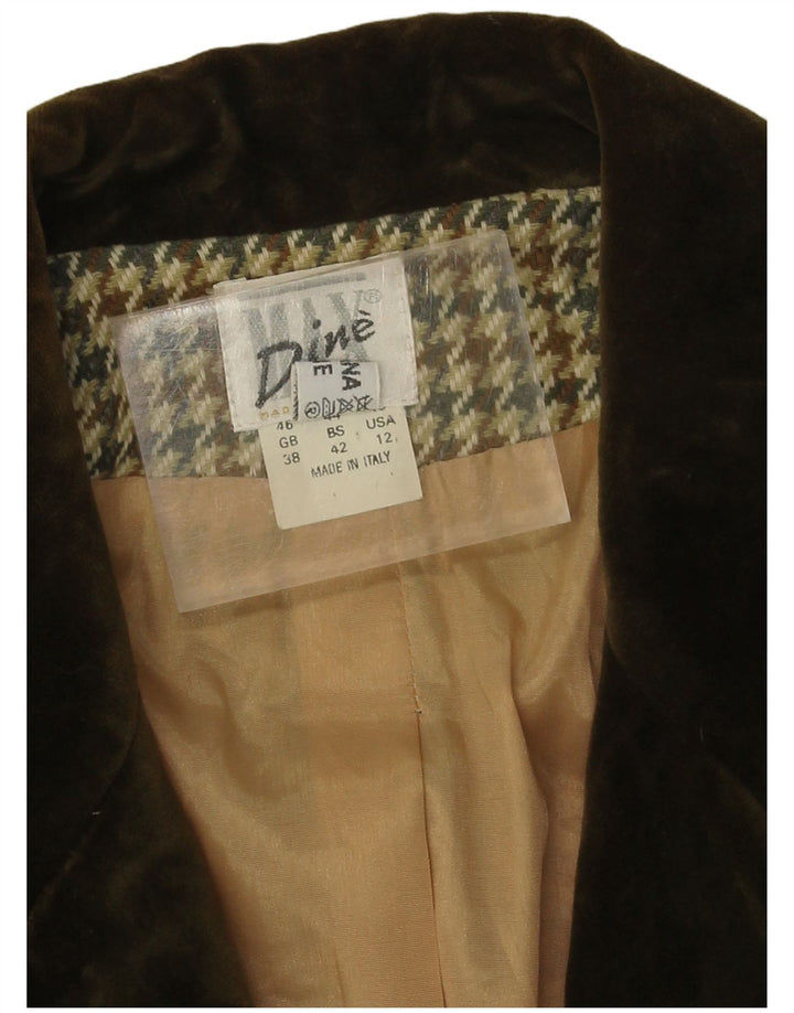 vintage Femme 1 Bouton Blazer Veste EU 38 Pied-de-poule Beige Moyen