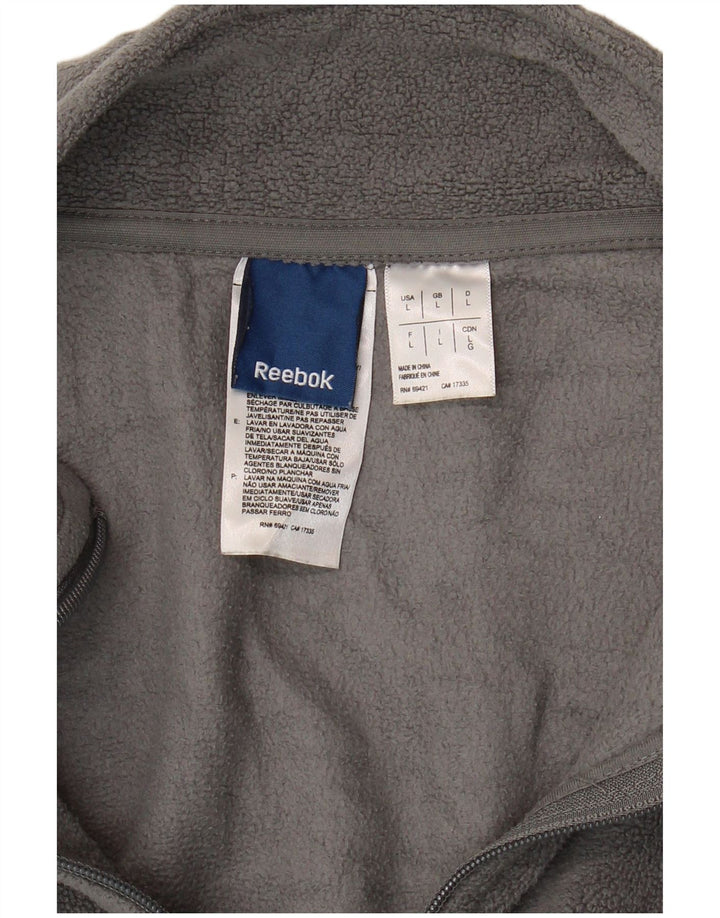 REEBOK Mens Fleece Jacket UK 40 Large Grey Polyester Vintage Reebok and Second-Hand Reebok from Messina Hembry 