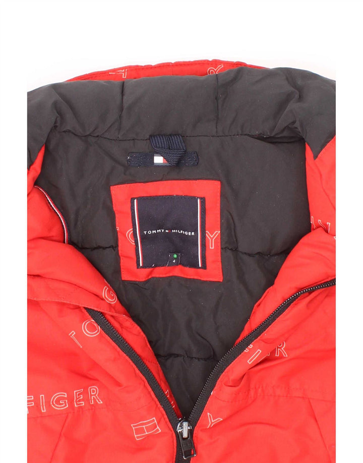 Tommy Hilfiger Boys Graphic Hooded Padded Jacket 3-4 Years Red Polyester