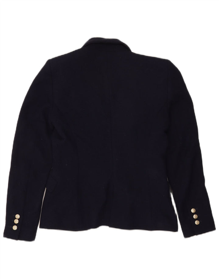 Zara Womens 1 Button Blazer Jacket UK 12 Medium Navy Blue Polyester