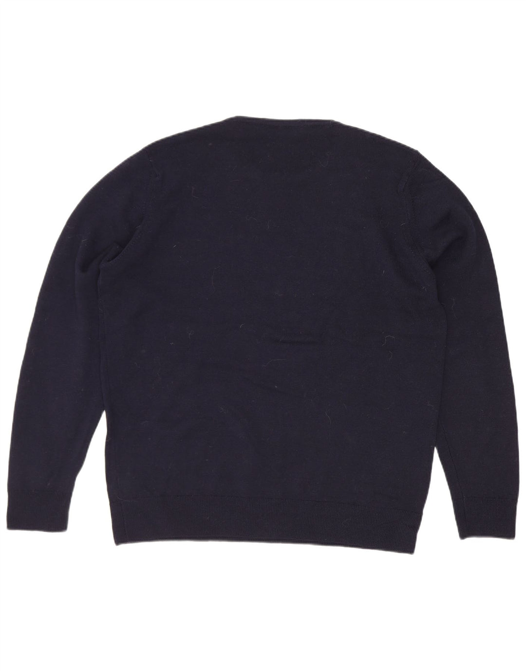 Marks & Spencer Womens Crew Neck Jumper Sweater UK 12 Medium Navy Blue Wool