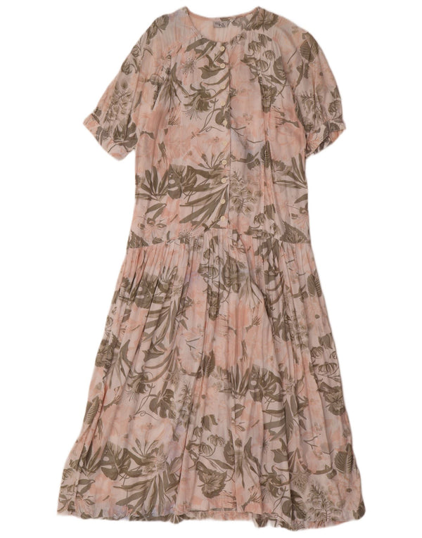 Vintage Damen Maxikleid EU 34/36 XS Rosa Blumen Modal