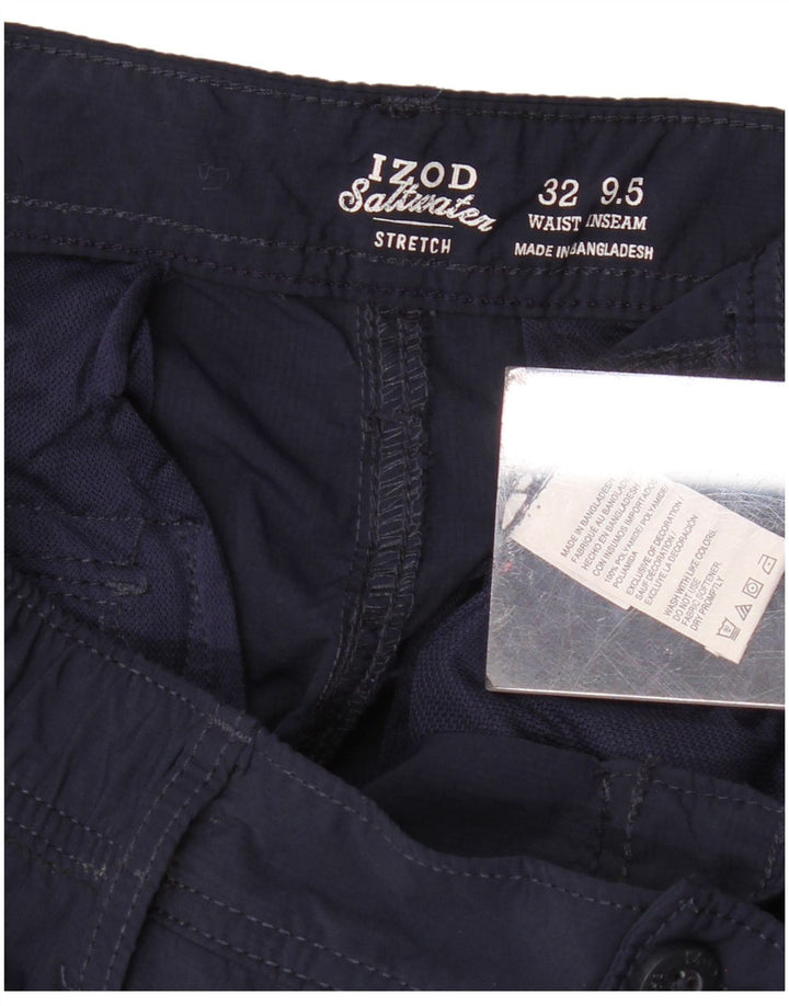 IZOD Mens Salt Water Cargo Shorts W32 Medium Navy Blue Polyamide