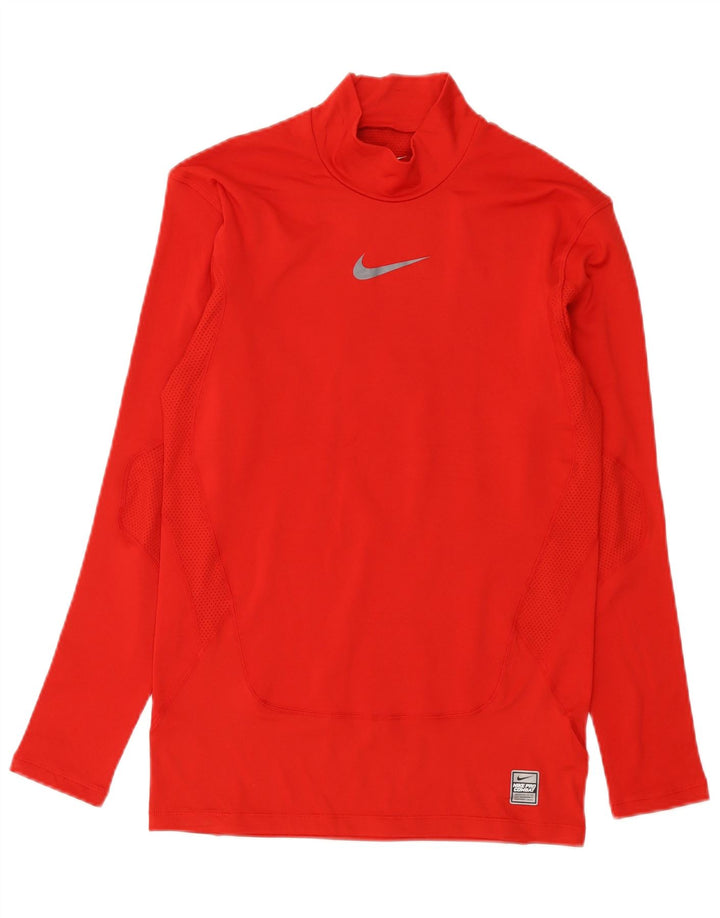 Nike Mens Dri Fit Top Long Sleeve Large Red Polyester