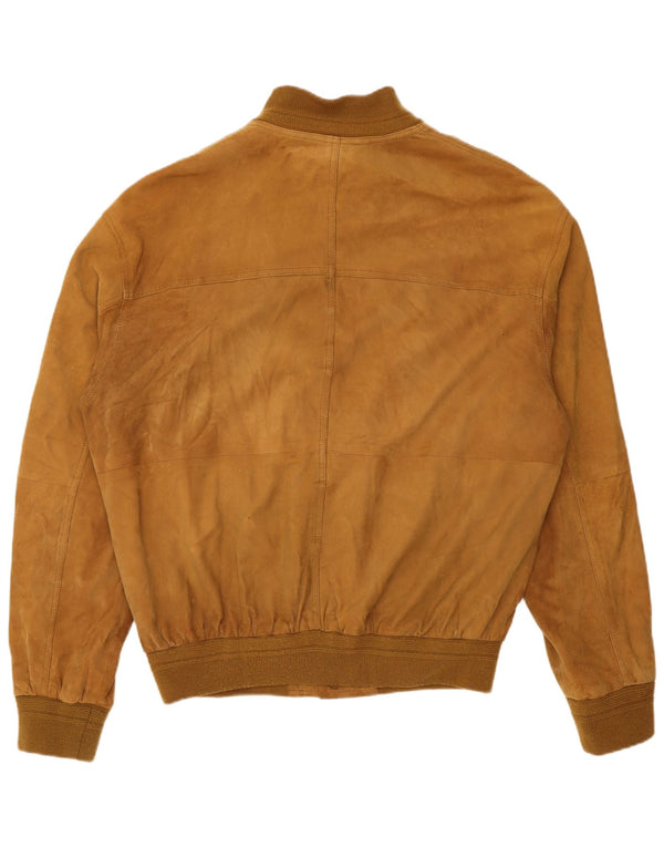 Vintage hombres ante bomber chaqueta IT 54 2XL cuero beige