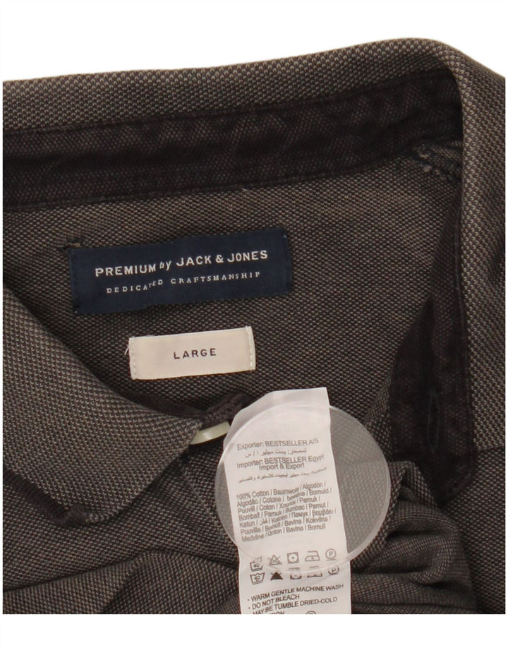 Jack & Jones Mens Polo Shirt Large Grey Cotton