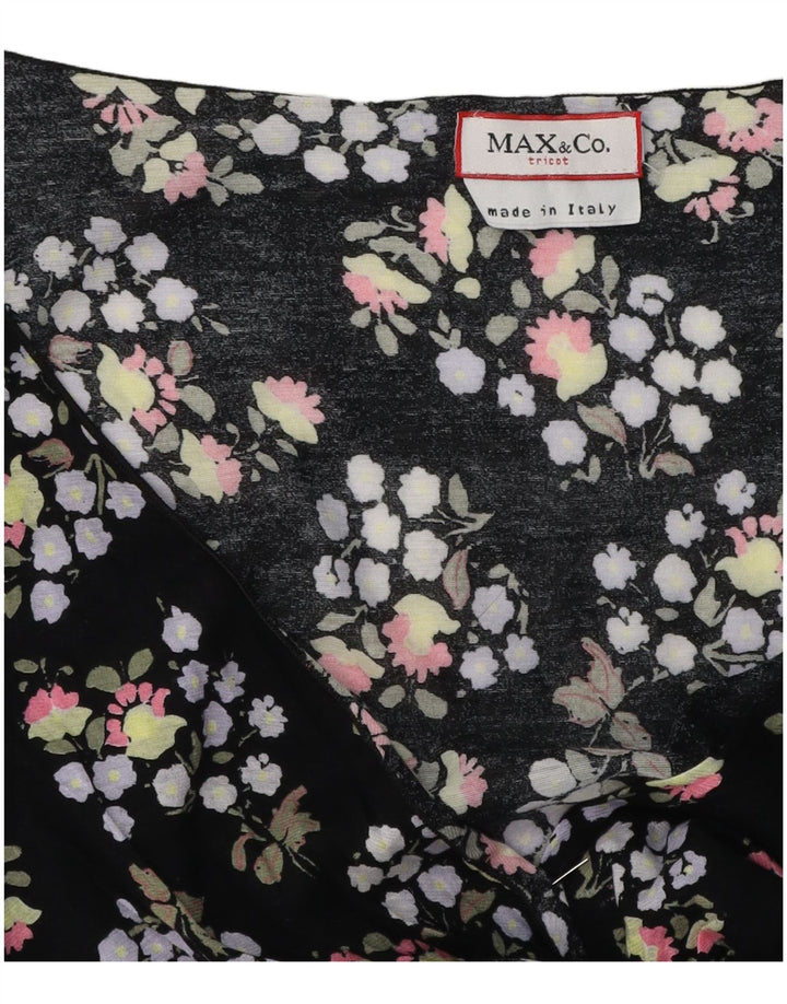 Max & Co. Womens Blouse Top UK 10 Small Black Floral