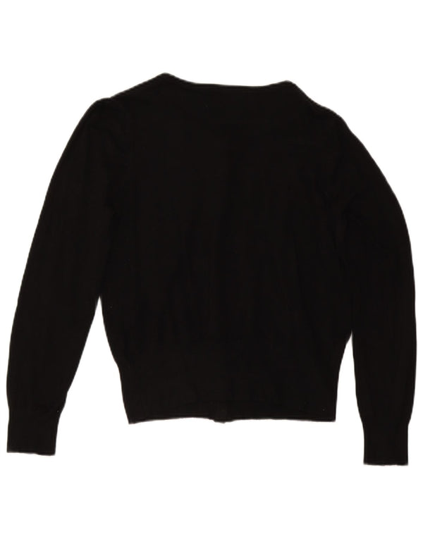 Marks & Spencer Womens Crop Cardigan Sweater UK 14 Medium Black Viscose