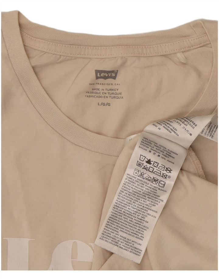 Levi's Womens Graphic T-Shirt Top Large Beige Cotton