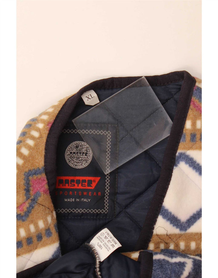Master Mens Fleece Gilet UK 42 XL Multicoloured Geometric Polyester