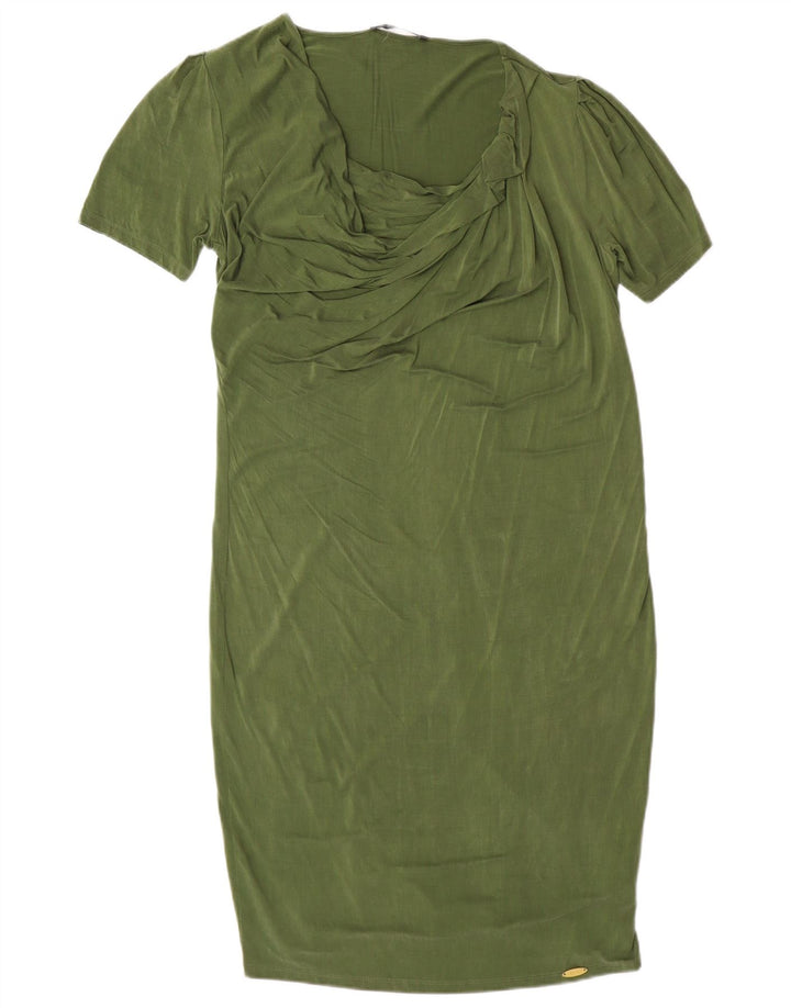 Liu Jo Womens Short Sleeves Sheath Dress IT 42 Medium Green Cupro