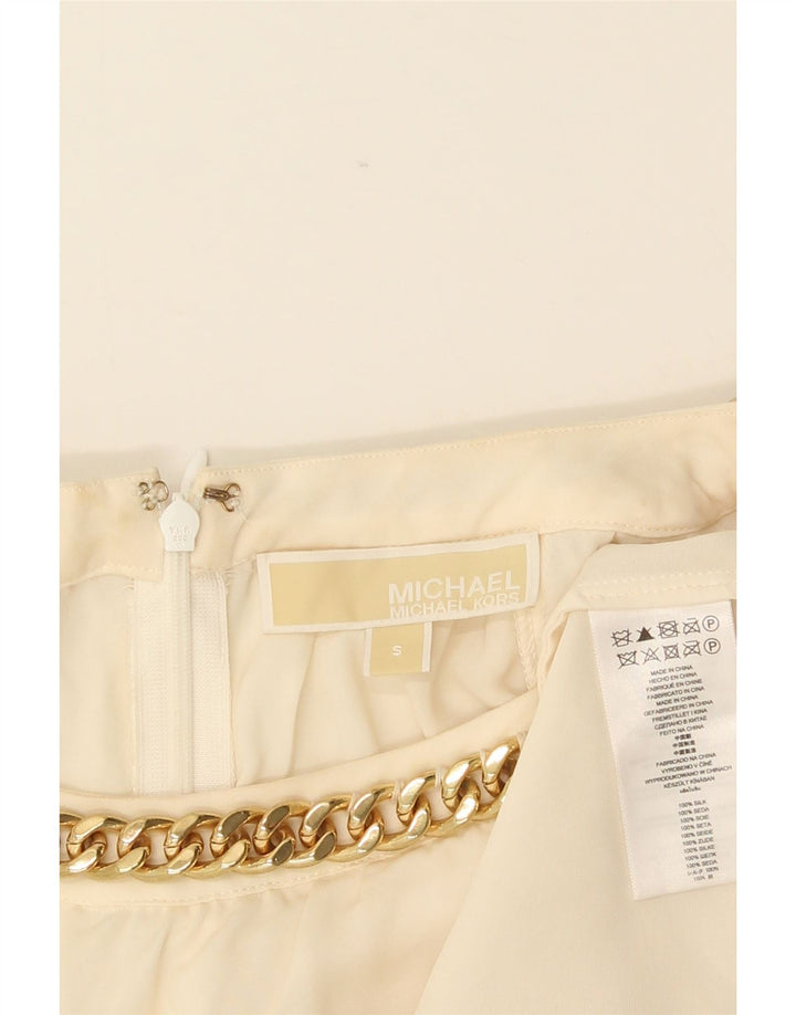 Michael Kors Womens Sleeveless Blouse Top UK 10 Small Off White Silk