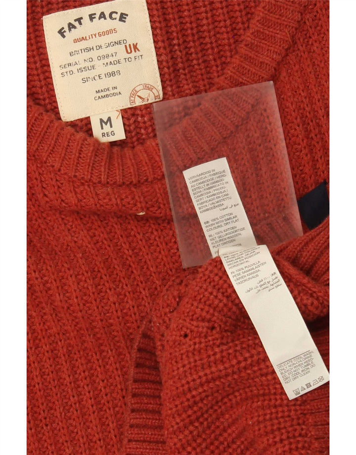 Fat Face Mens Boat Neck Jumper Sweater Medium Red Cotton